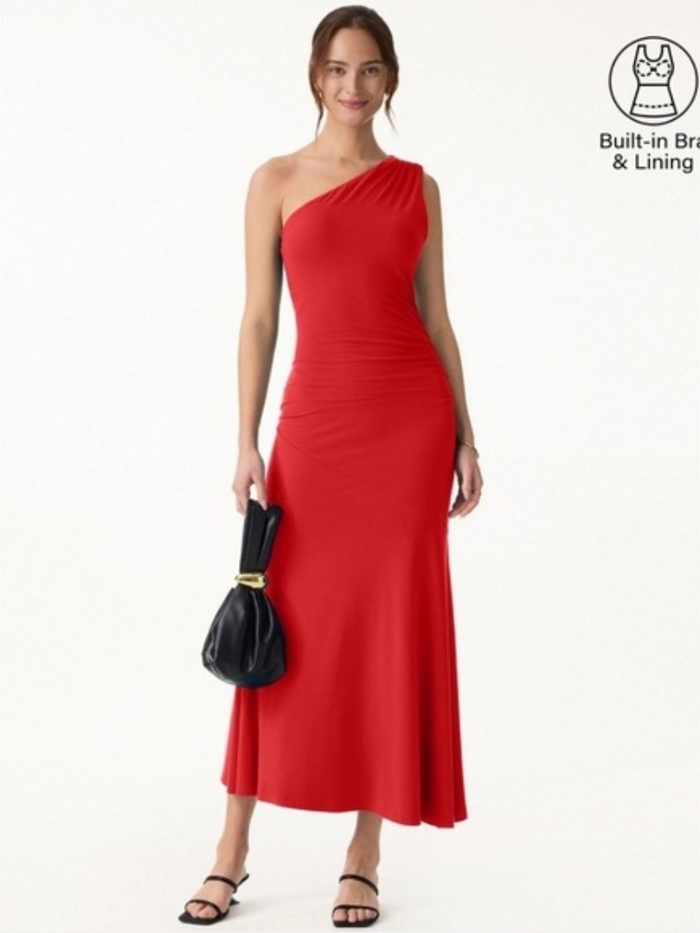 OGL One-Shoulder Scarlet Red Maxi Dress